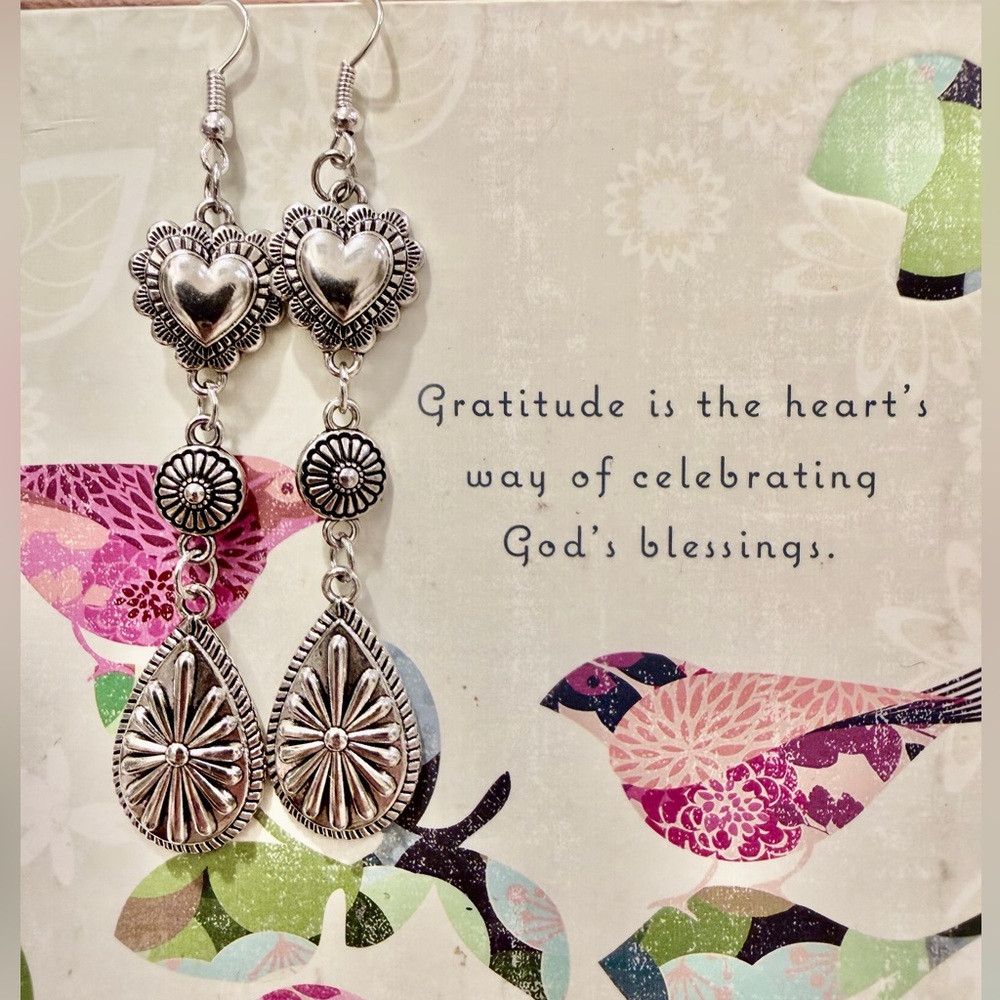 Silver Heart and Dangle Earrings New!